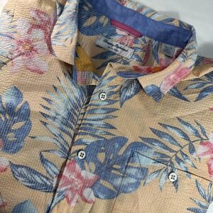 Tommy Bahama Shirt Mens XL Cotton Stretch Island Zone Seersucker Floral Print